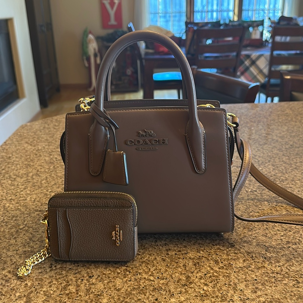 Coach Andrea Carryall with matching mini wallet/card case